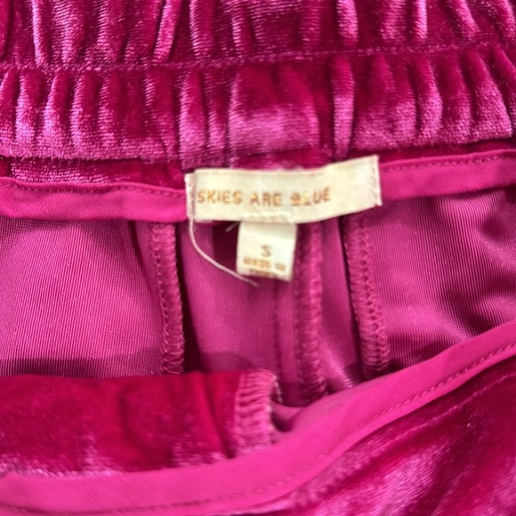 SKIES ARE BLUE Pink Velour Slacks - Picture 3 of 8